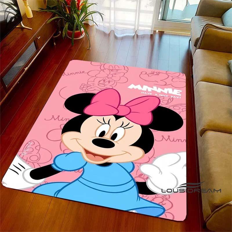 Cute Pink Minnie Mouse Cartoon Rug, Suitable for Living Room, Bedroom, Kitchen, Hallway, Children's Non-slip Floor Mat,