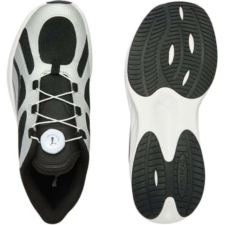 Puma Pounce Lite Fabric Neutral Disc Jr Comfortable Low Top Kids Running Shoes Unisex sneaker Silver Black 404687-01