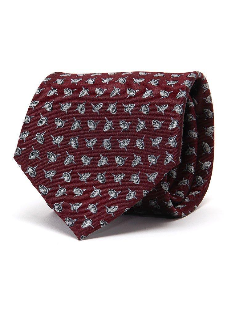 [COLORATA] Colorata Sunfish Necktie (145 x 8.5 cm  Burgundy  Small Pattern  100% Silk  Jacquard Weave) Animal  Marine Life  Animal Gift Present