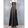 Export Single Gas Field Split Banquet Party Royal Beauty Smooth Acetate Satin Sling Strap Long Dress Chest Pad