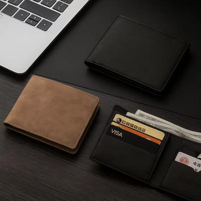 Fashionable Large-Capacity PU Leather Wallet for Men Folding Money Bag Lightweight Short Purse with Multi-Card Slots