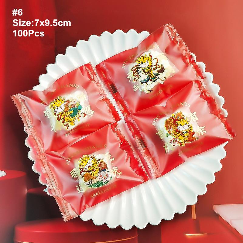 Chinese New Year Snowflake Crisp Biscuit Cookie Candy Packing Bags Manual Baking Packing Machine Sealing