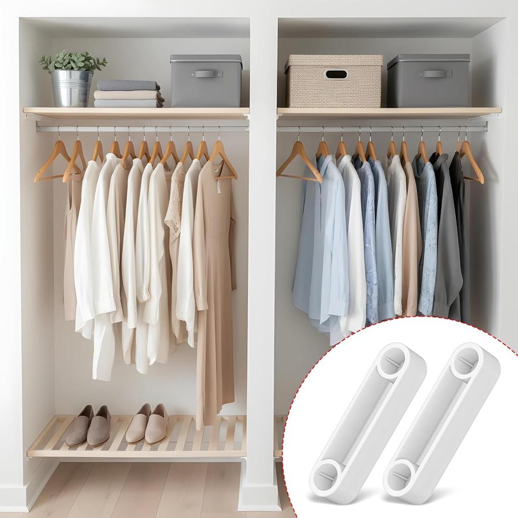 8Pcs Closet Rod End Caps Plastic Rod Spacer Cap Wire Shelf End Caps Closet System Parts for Wire Shelves(White)