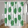 1pc Nordic minimalist and fresh green plant leaf shower curtain, high-end elegant bathroom curtain, bathroom decoration pattern