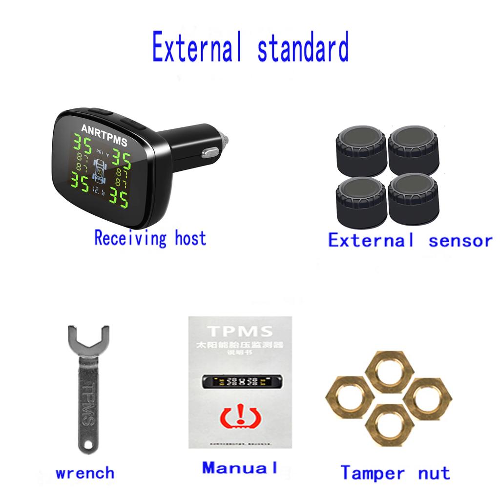 Wireless Car TPMS Tire Pressure Monitoring System with 4 External Sensors Colorful Display USB Output for RV SUV MPV Truck Sedan