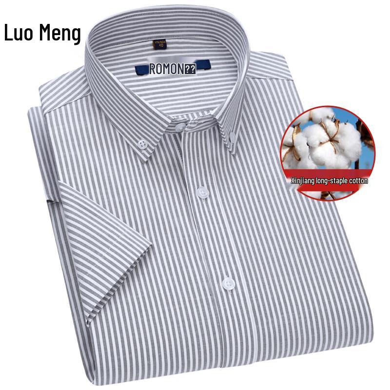 ROMON Men's Plaid Short-Sleeve Business Shirt