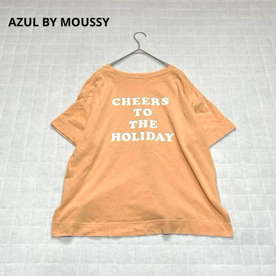 [AZUL by moussy] Short sleeve T-shirt slit back print