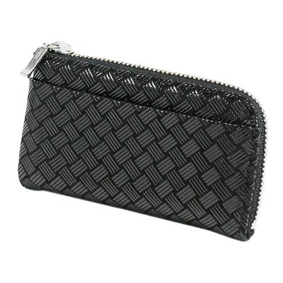Indenya Inden Coin Purse F Coin Purse 05 Deerskin Black X Black Lacquer Ajiro Knitting Pattern 1005-01-158