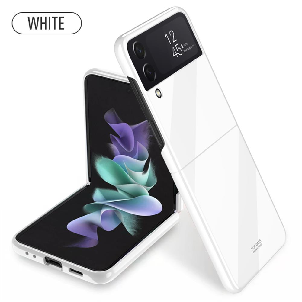 For Samsung Galaxy Z Flip 4 Flip3 Case Luxury Ultra Thin Glossy Surface Piano Paint Folding Shockproof Protection Hard Back Case