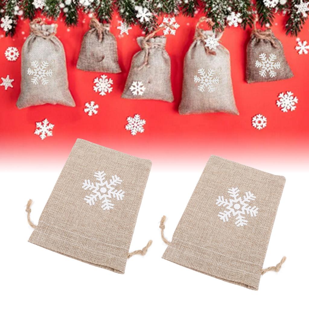 20pcs Burlap Bags Burlap Gift Bags Snowflake Burlap Pouches with Drawstring for Crafts Candy Party F