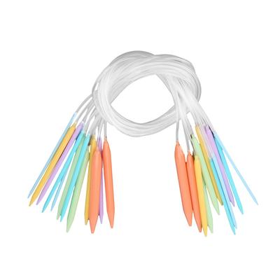 Kit di ferri da maglia circolari in plastica multicolore, set di 12 aghi per maglioni (80CM)