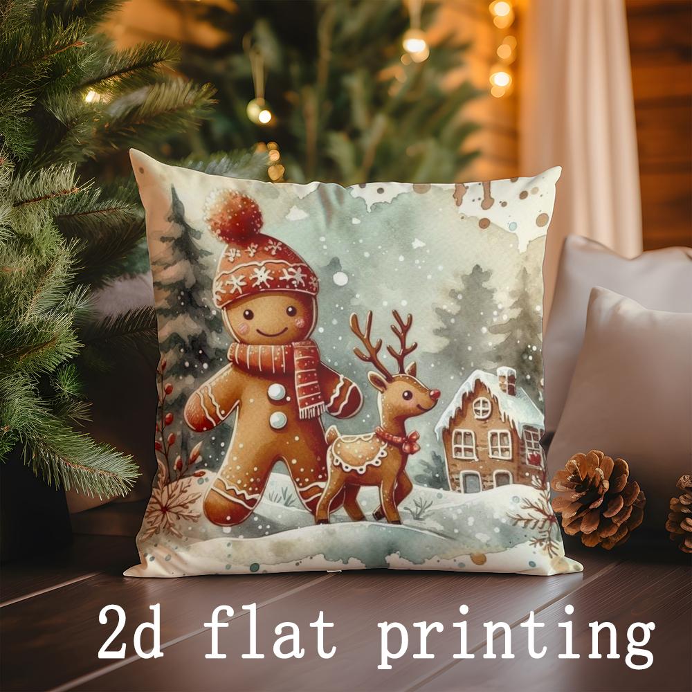 Home Decor Christmas Themed Funny Animal & Santa Pillows Pattern Cushion Cover Suitable for Sofa Bedroom Car Pillow Cover