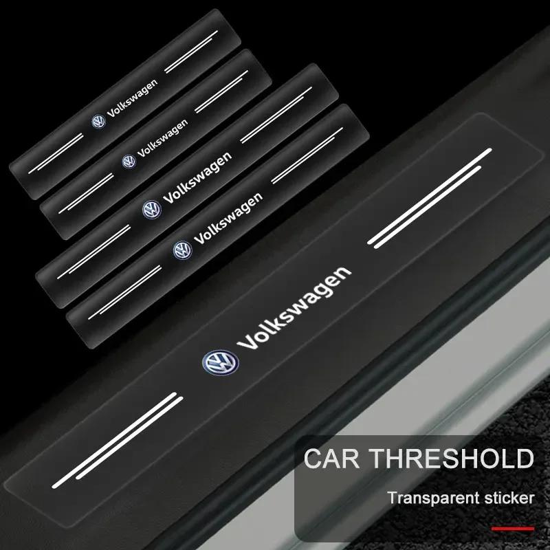 For Volkswagen VW Car Threshold Protector Transparent Decorative Badge Sticker For Volkswagen Golf 4 5 6 7 R GTI TSI TDI R32 MK4