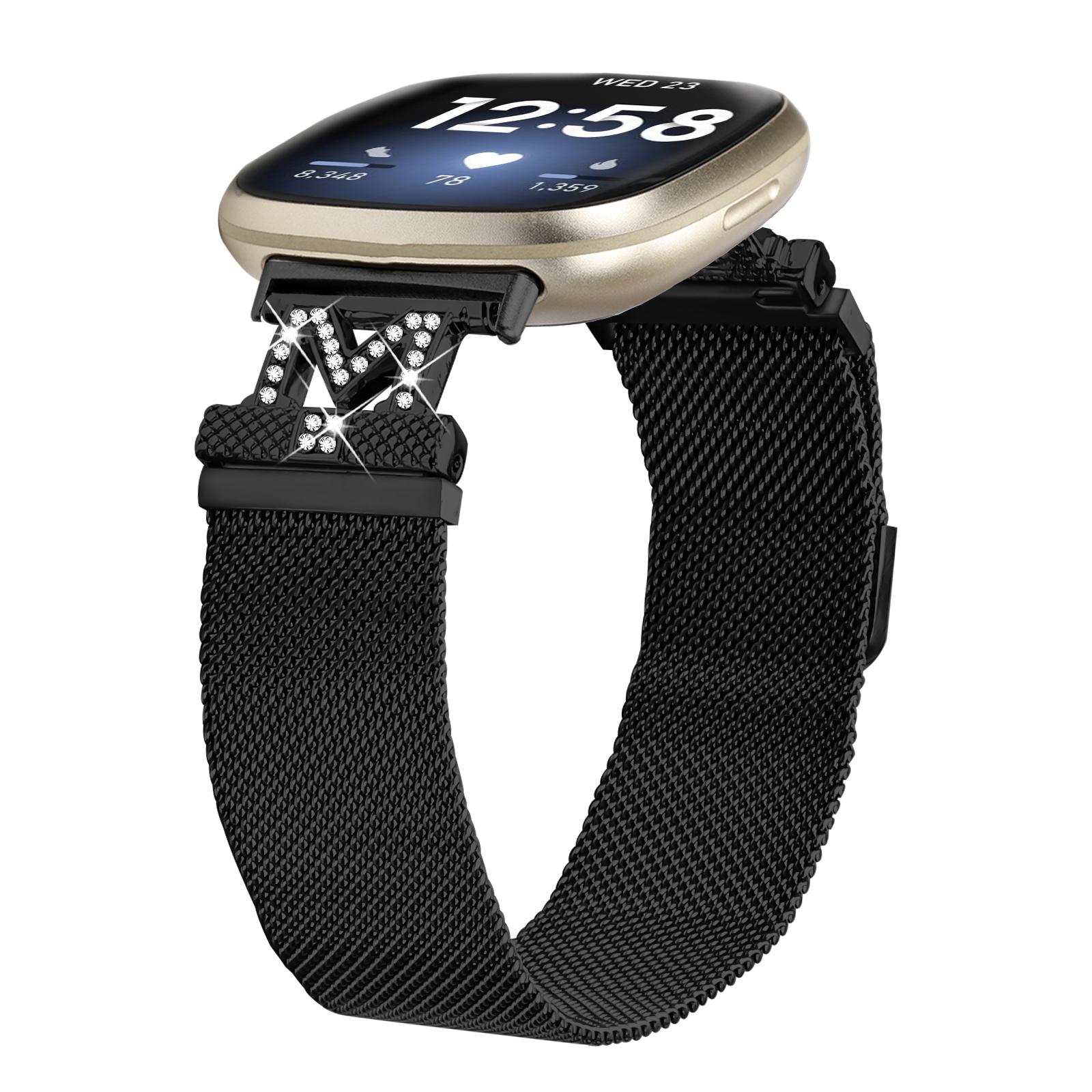 

M-Type Milanese Bands for Fitbit Versa 4/Sense 2 Stainless Steel Metal Strap Rose Gold