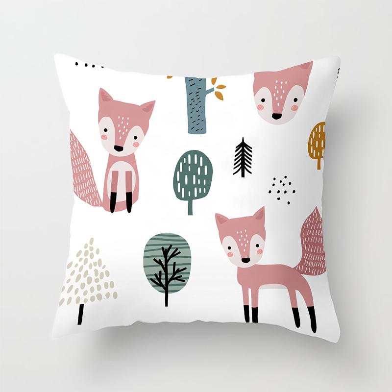 Cartoon Fox Series Animal Car Pillowcase Living Room Sofa Cushion Cover Pillowcase Bedroom Home Exquisite Decoration Pillowcase