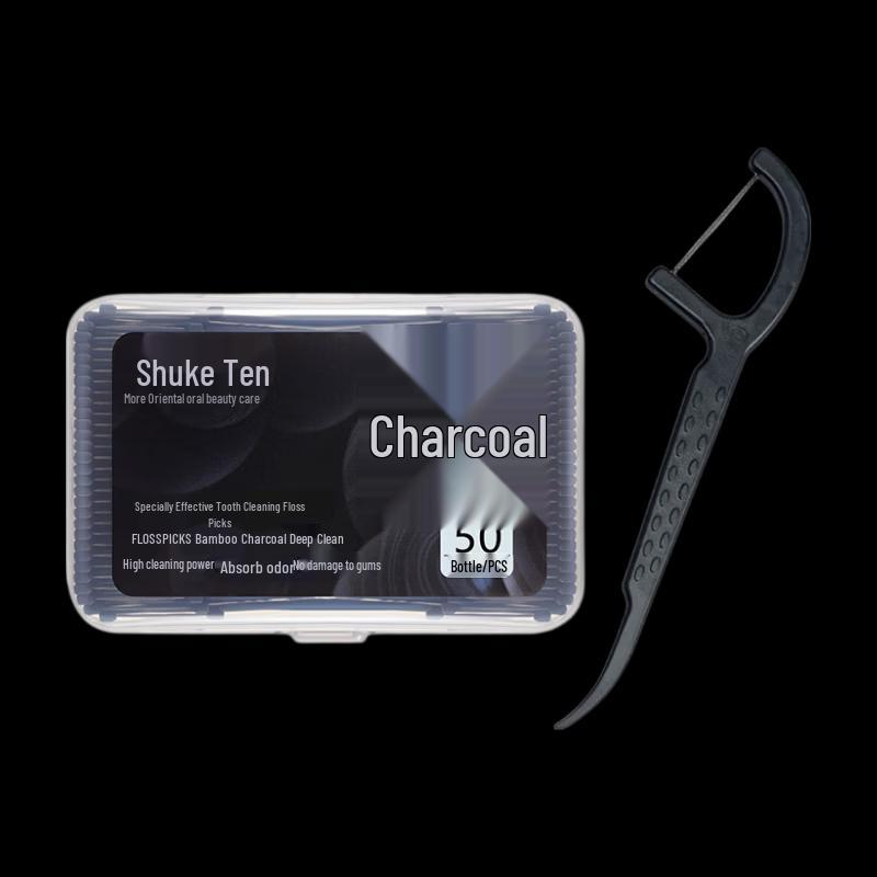 Shuke Bamboo Charcoal Deep Cleaning Dental Floss Picks