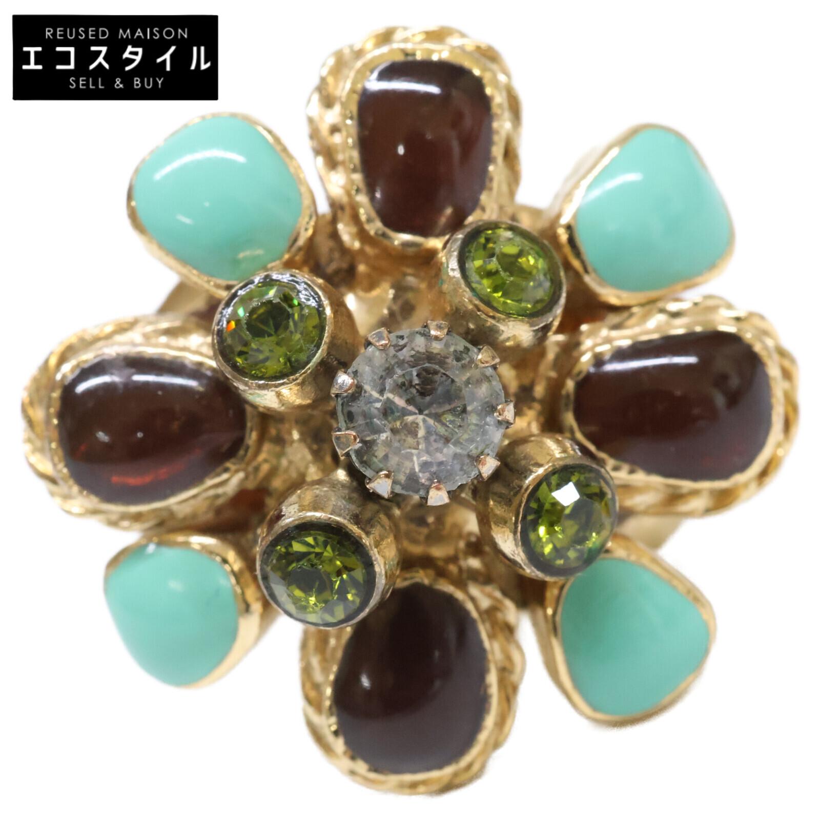 

CHANEL 05P Gripoa Flower Ring ring Gold/Brown/GreenUsed