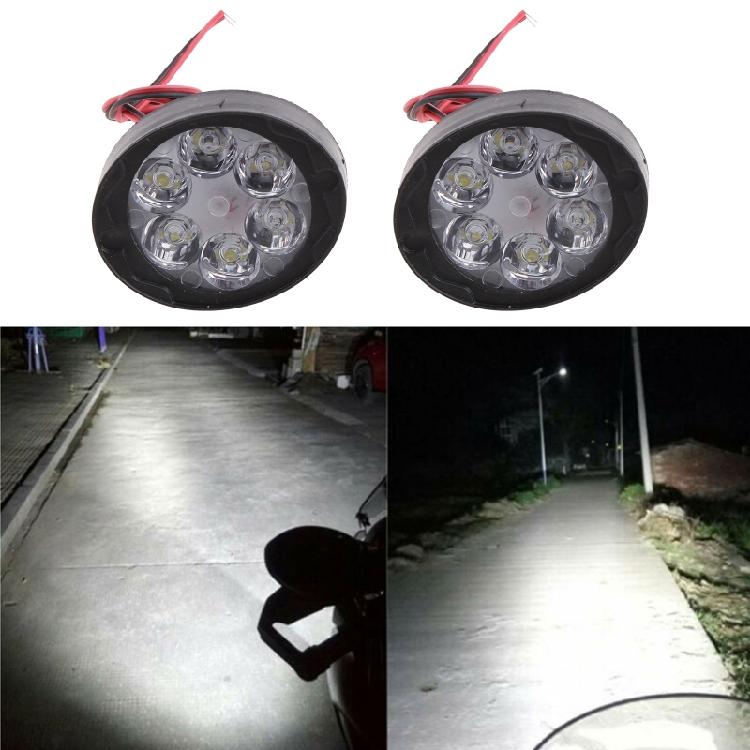 2Pcs Universal Motorcycle LED Light 6 LED  Auxiliary Lamp Driving Headlight