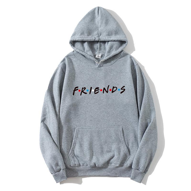 Women's Hooded Long Sleeve Graphic Hoodie Loose Fit Preppy Style FRIENDS Letter Print Pullover Sweatshirt Casual Warm Top for Spring Daily Outfit