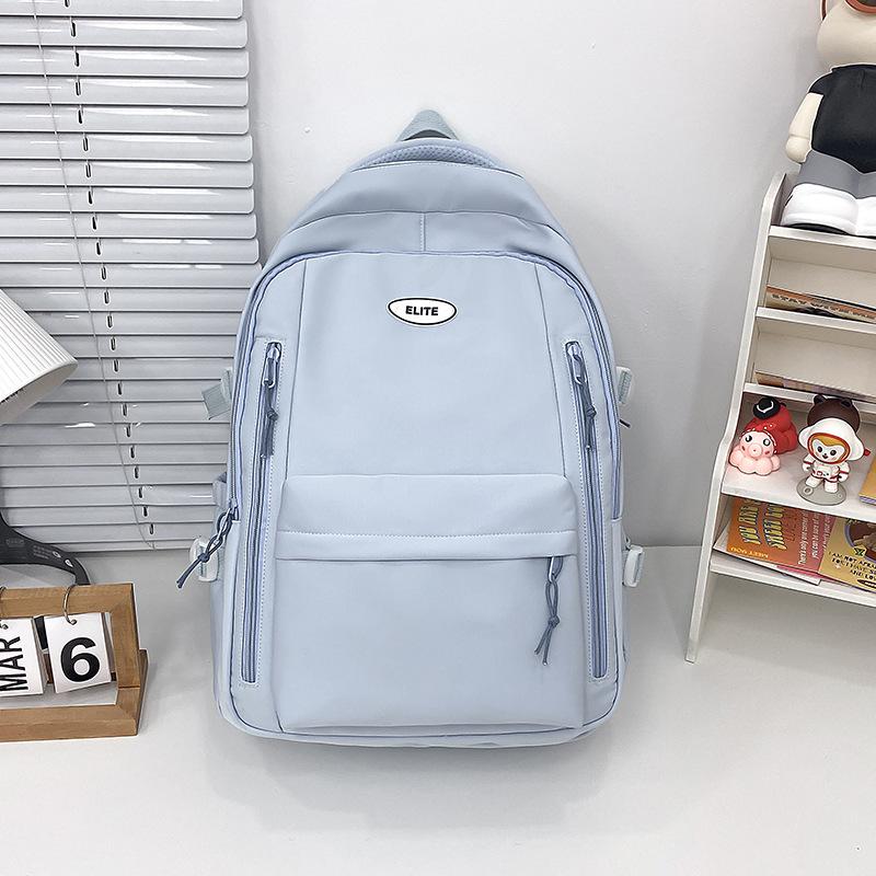 Schoolbag Summer New Backpack Women's Versatile Large-capacity Japanese Schoolbag High School College Student Backpack Solid Color Pendant Cloth Bag