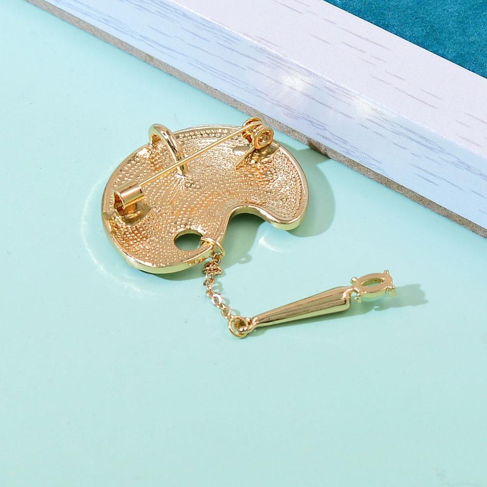 New Color Palette Brooches Metal Pendant Jewelry Fashion Summer Oil Painting Board Shape Pins Gifts For Girls