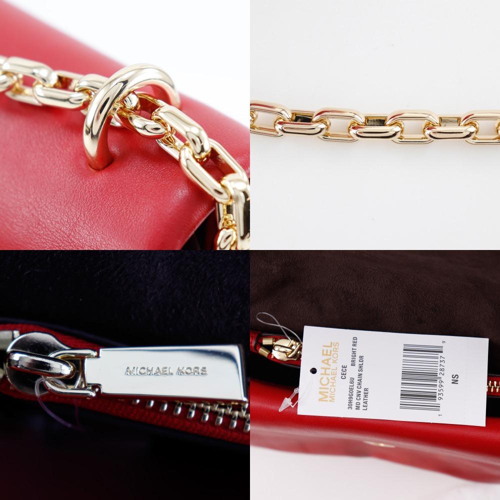 Michael Kors ChainShoulder Shoulder Bag CECE Red Leather Women Used
