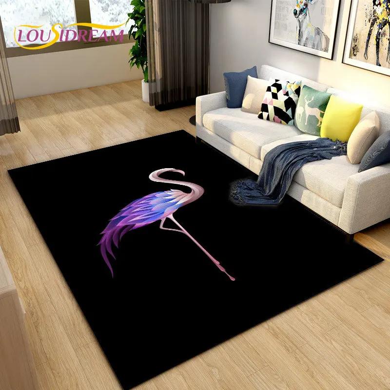Tapete criativo nórdico 3D Flamingo Bird Area, tapete para sala de estar, quarto, sofá, cozinha, banheiro, capacho, tapete antiderrapante