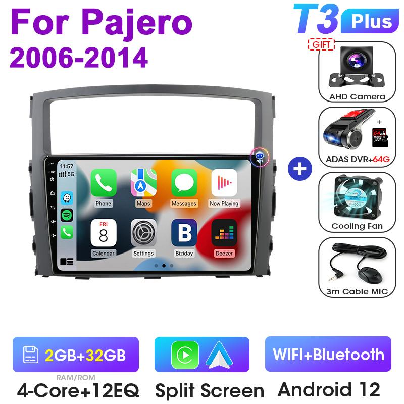 Android 12 Car Radio For Mitsubishi Pajero 4 V80 V90 2006 - 2014 2 Din Carplay Auto Stereo intelligent Systems Smart Autoradio