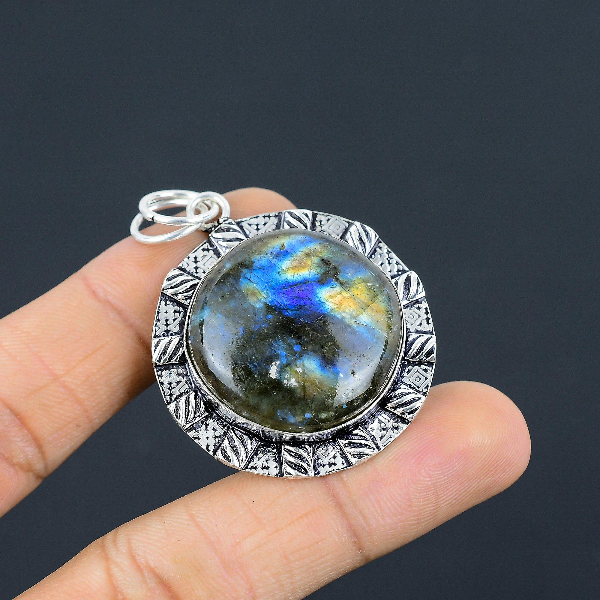 

Daughters Day Deal 925 Sterling Silver Natural Labradorite Bezel Pendant Jewelry
