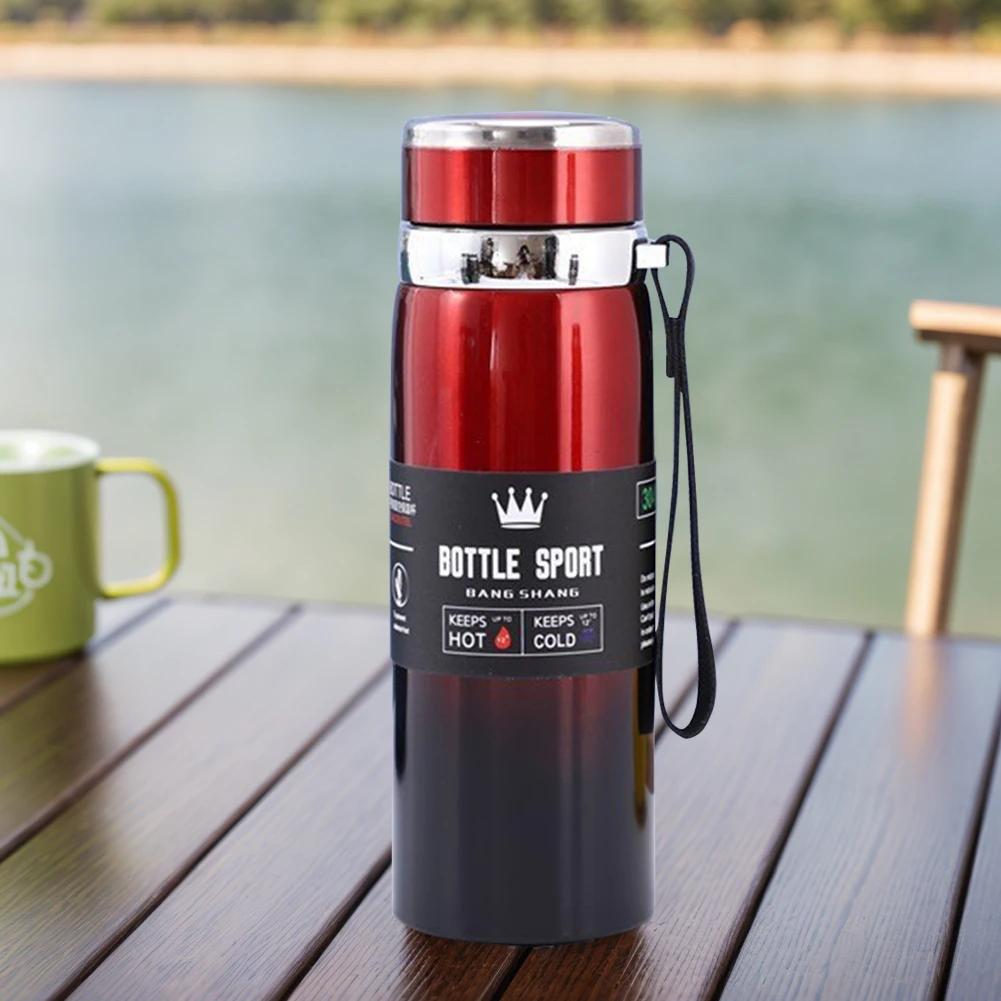1000ml Vacuum Double Insulation Cup with Handle Portable Sports Bottle Stainless Steel Outdoor Vacuum Flask for Hot Cold Drinks