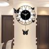 20-Inch Large Round Wall Clock, Butterfly Decoration, Silent Pendulum, Battery Operated,Non-Ticking, Modern Art Wall Clock Decor