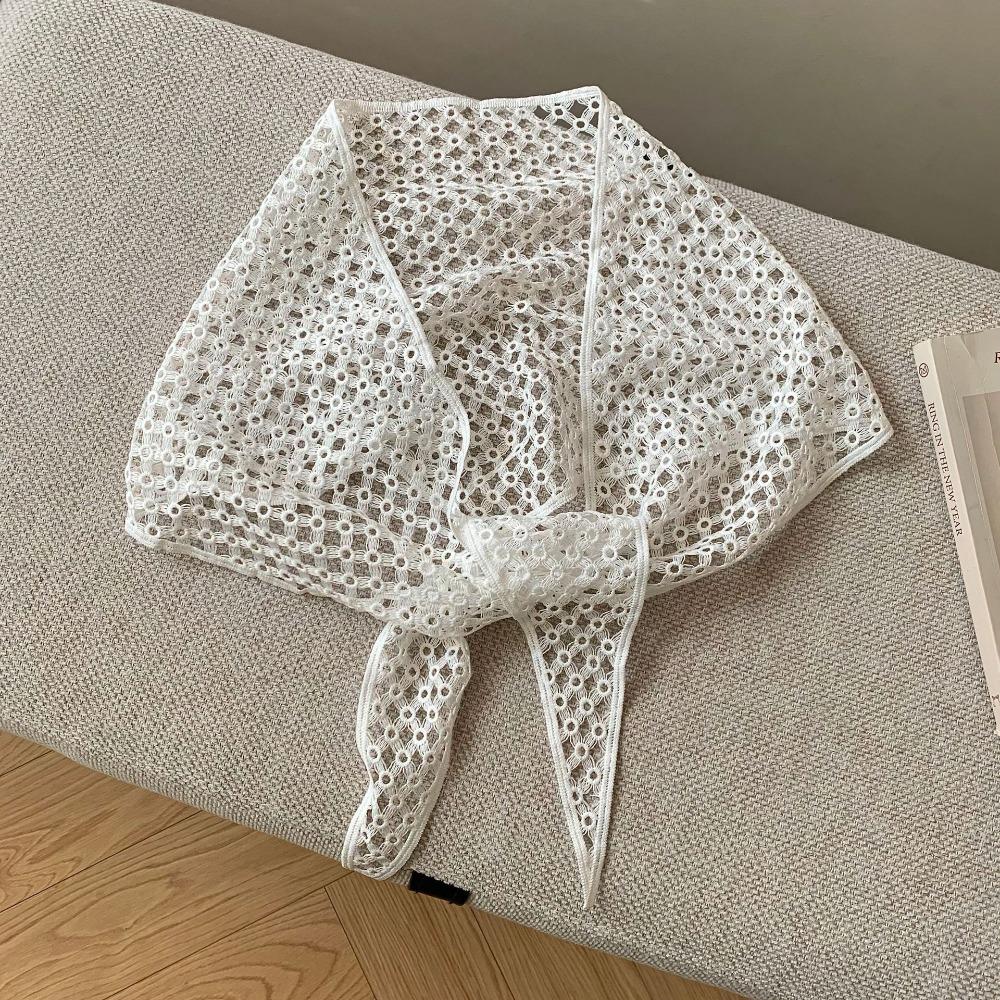 

Transparent Lace Triangle Scarf Floral Printed Skirt Curtain Retro Lace Headband Women Style 7