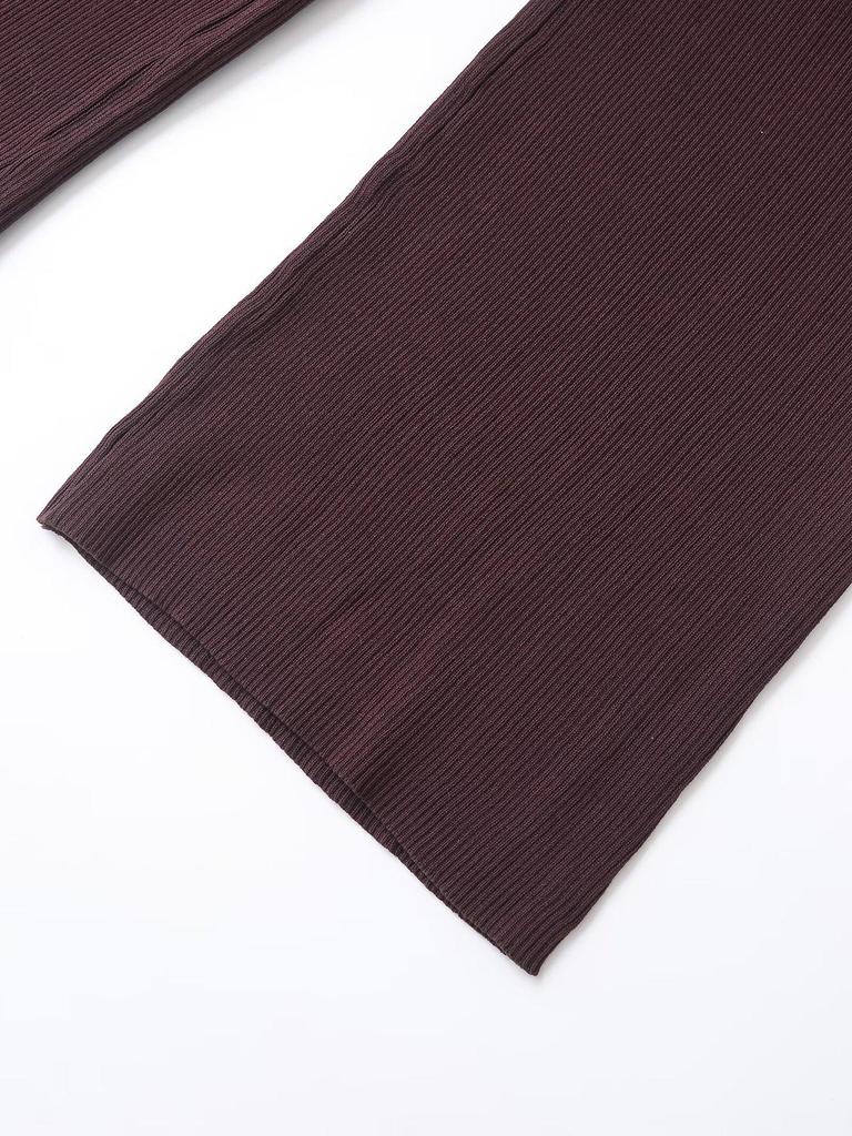 2025 Spring Women's European American Style Ribbed Knit Deep V-Neck Top & Casual Straight-Leg Pants Set