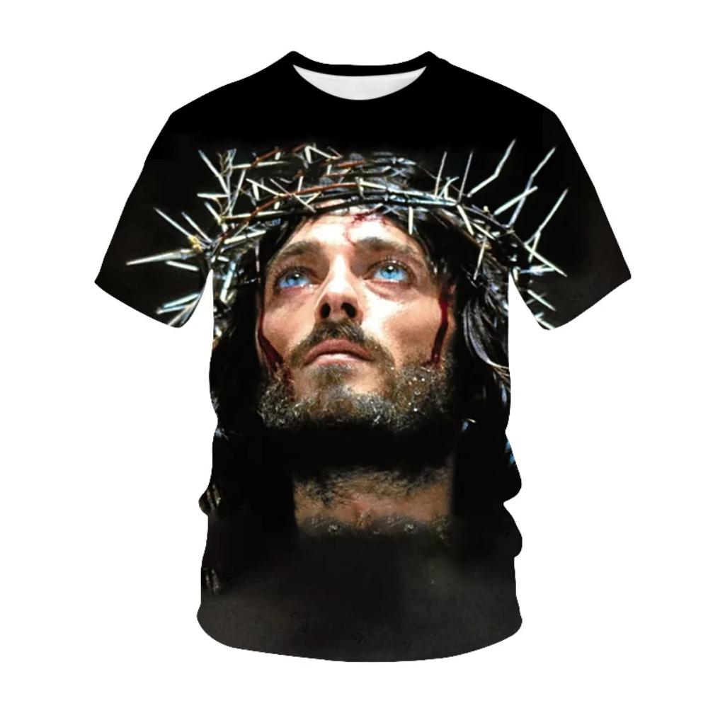 Fashion God Graphic T Shirts Summer Short Sleeve Unisex's Clothing Round Neck Cross 3d Printed T-shirt Christian Jesus Unisexs Clothes