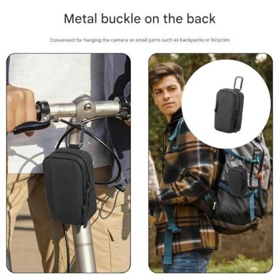 Camera Pouch TG7 TG6 TG5 TG4 Cameras Black Zipper Case Clip Loop Hiking Travel Backpack Storage Safe Quick Access Compact Nylon Carabiner Carry Belt.