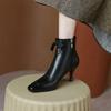 Fashion New 2025 Autumn Winter Bullock Women Shoes High Heel Genuine Leather Boots for Women Square Toe Boots Zipper Bow Ankle Boots