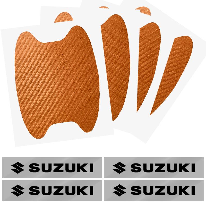 8pc Car Door Sticker Carbon Fiber Scratches Auto Handle Protection Film For Suzuki Jimny GW250 Samurai Vitara Swift Baleno SX4 Ignis Alto Splash Swace