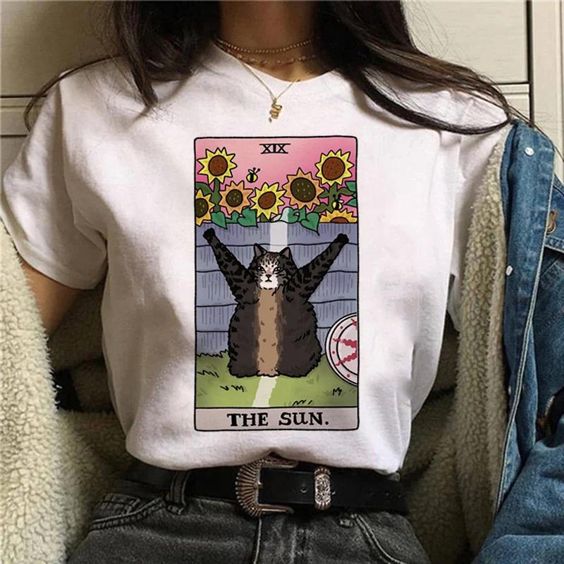 

Кавайный Кот Таро Милая Футболка Модный Топ Женские Футболки с Круглым Вырезом Футболка с Коротким Рукавом Женская Летняя Женская Футболка 4XL