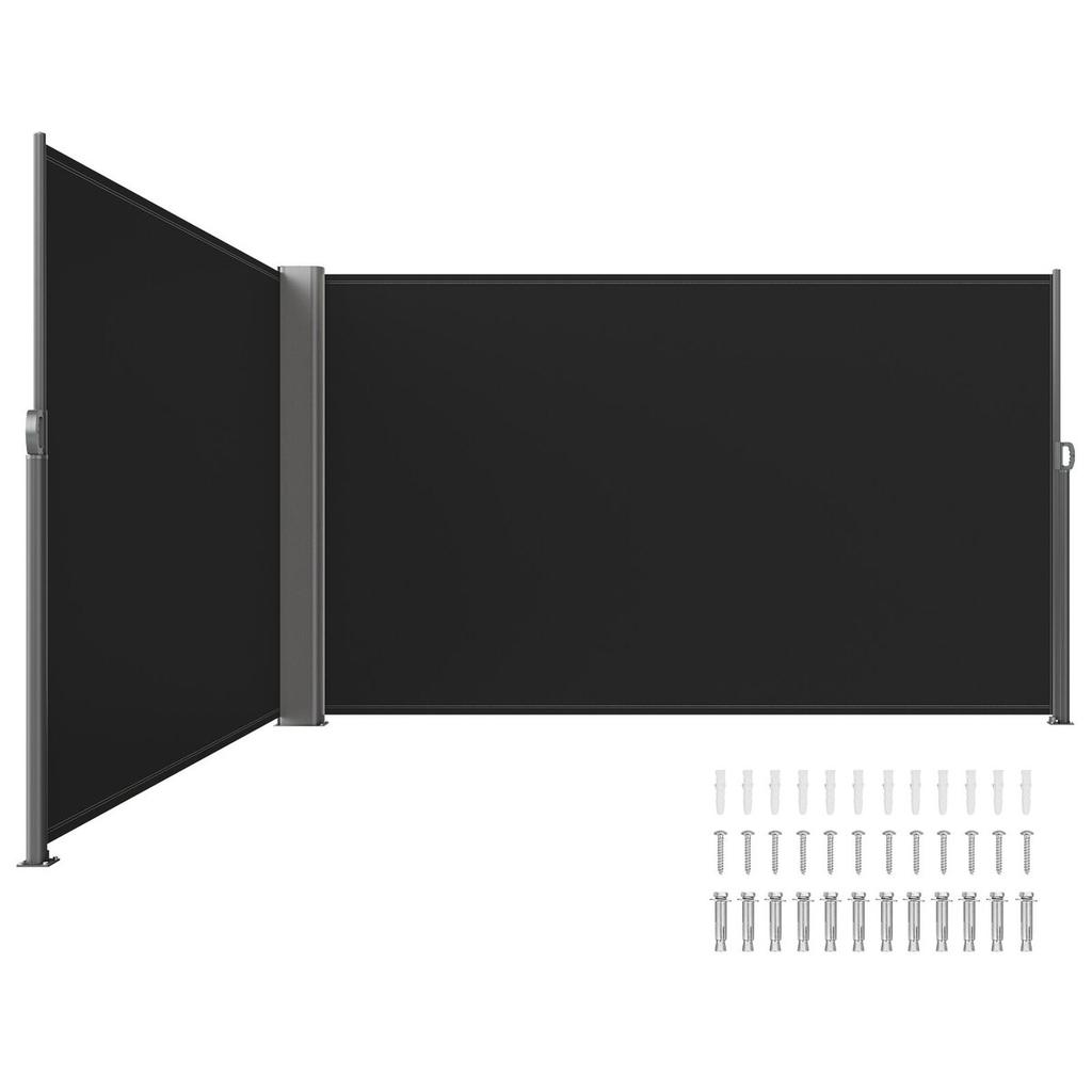 Black Retractable Patio Screen 236 Inch In Length Office Dividers 71Inch In Height Retractable Screen Partition Wall Outdoor Retractable Gate