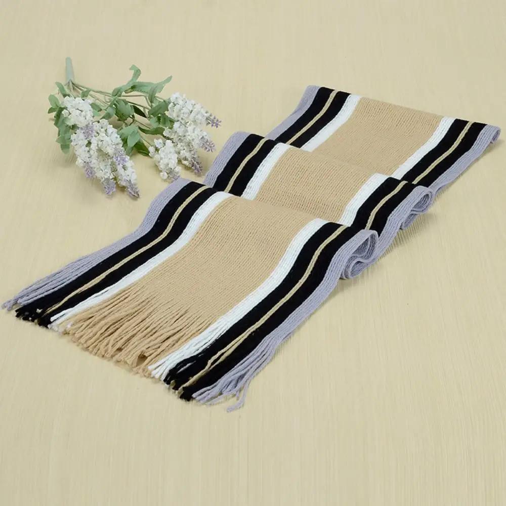 Cashmere Men Striped Scarf Fashion Thick Tassel Stole Neck Wrap Neck Warm Soft Winter Long Shawl