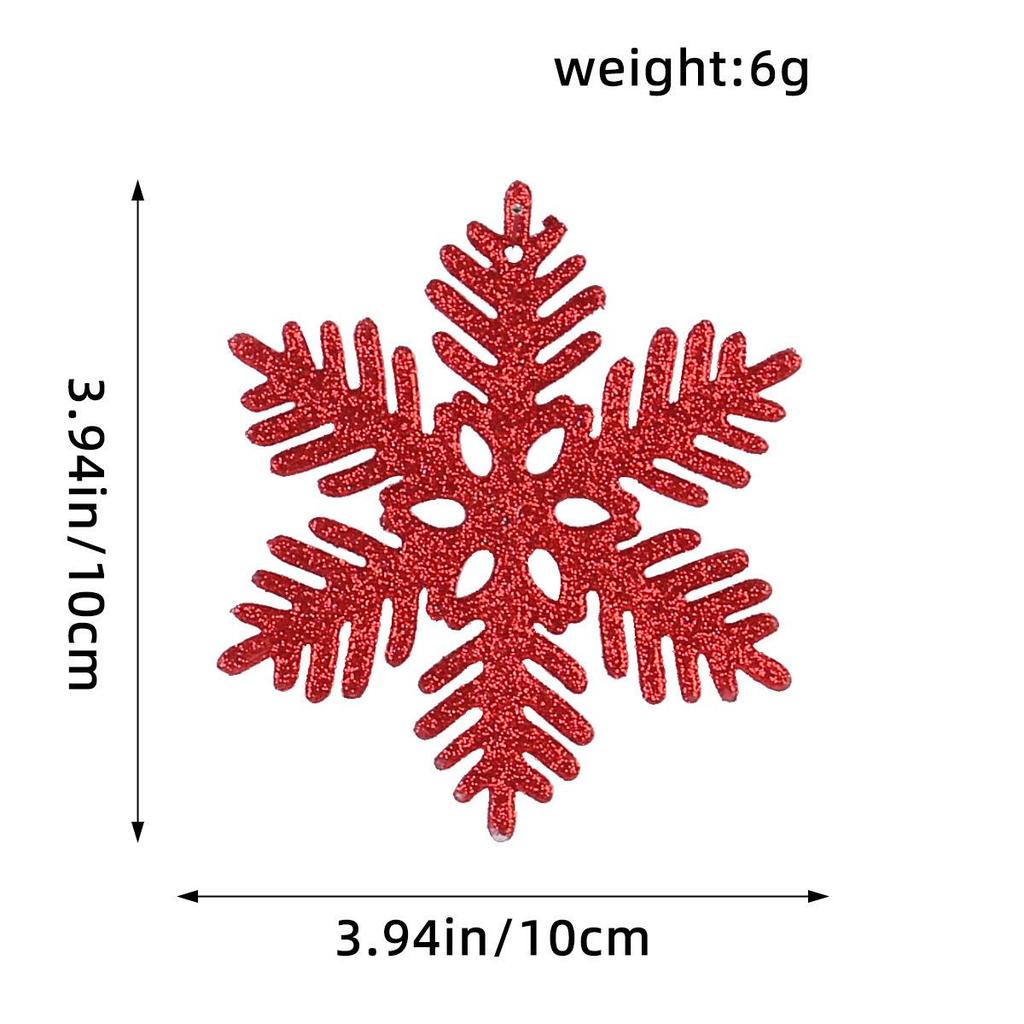 10CM Plastic Snowflake Christmas Tree Decorations - Hollow Powdered Snowflake Pendants