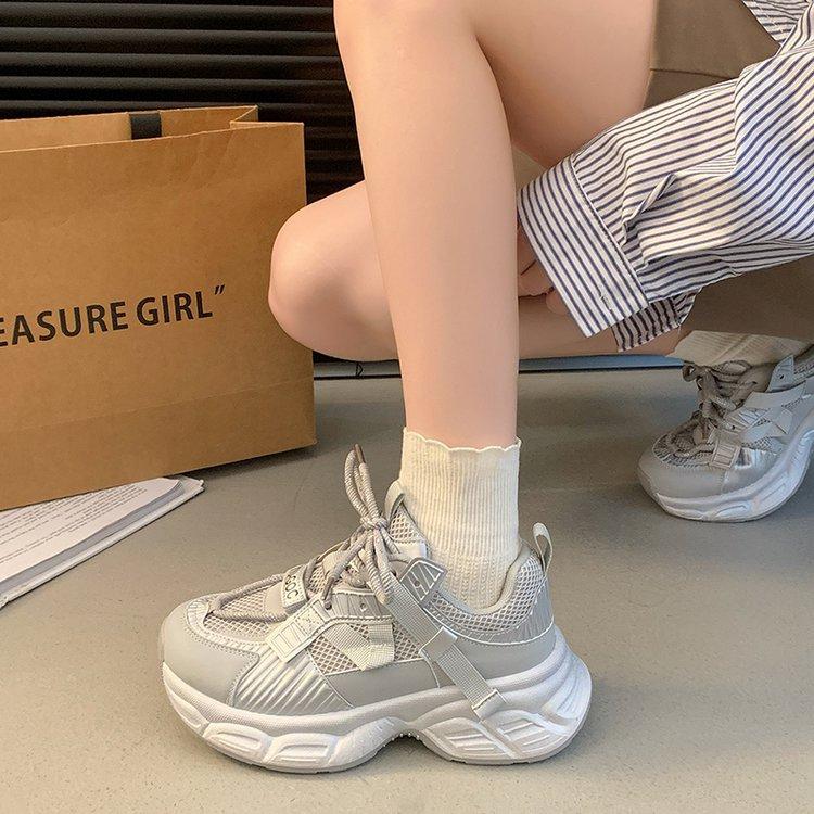 [Youshilai] Thick-soled heightening dad shoes for women's spring 2025 new small thick-soled casual sports shoes