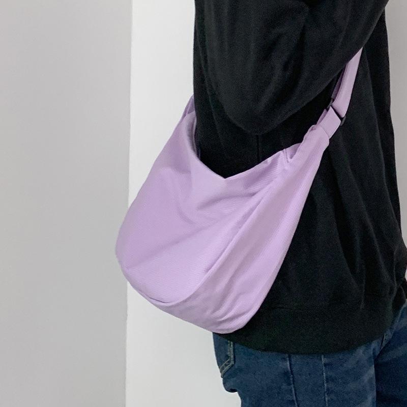 Simple Waffle Literary Single Shoulder Solid Color Crossbody Dumpling Bag