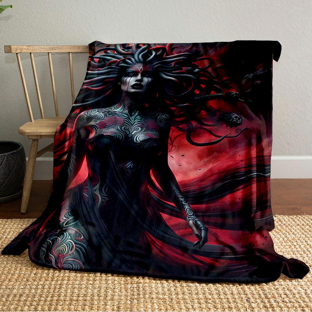 Flowing dark patterns, serpentine shapes, red and black ethereal background. for all seasons blanket lunch break throw gift