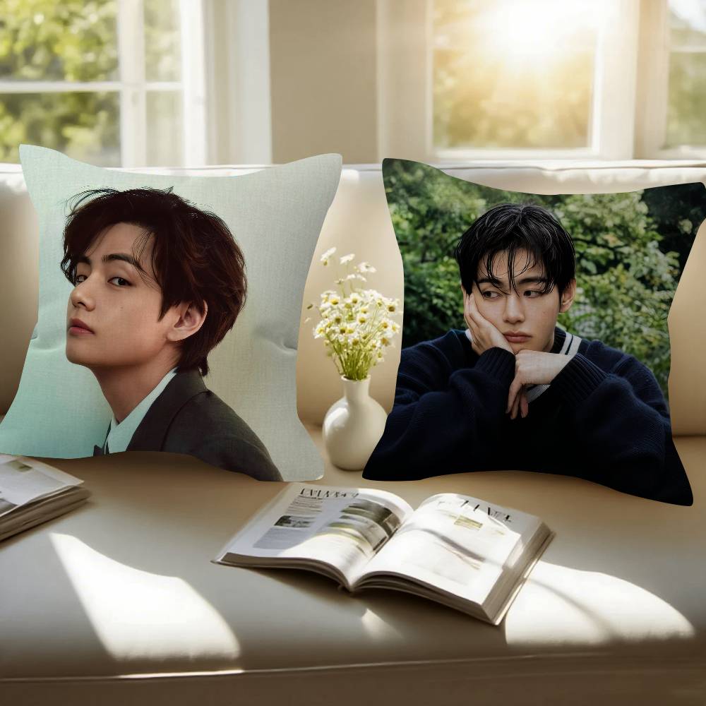 Singer Kim T-Tae-Hyung Office Cushion Pillowcase Car Cushion Cover45X45Cm Lumbar Pillowcase Sofa Pillowcover