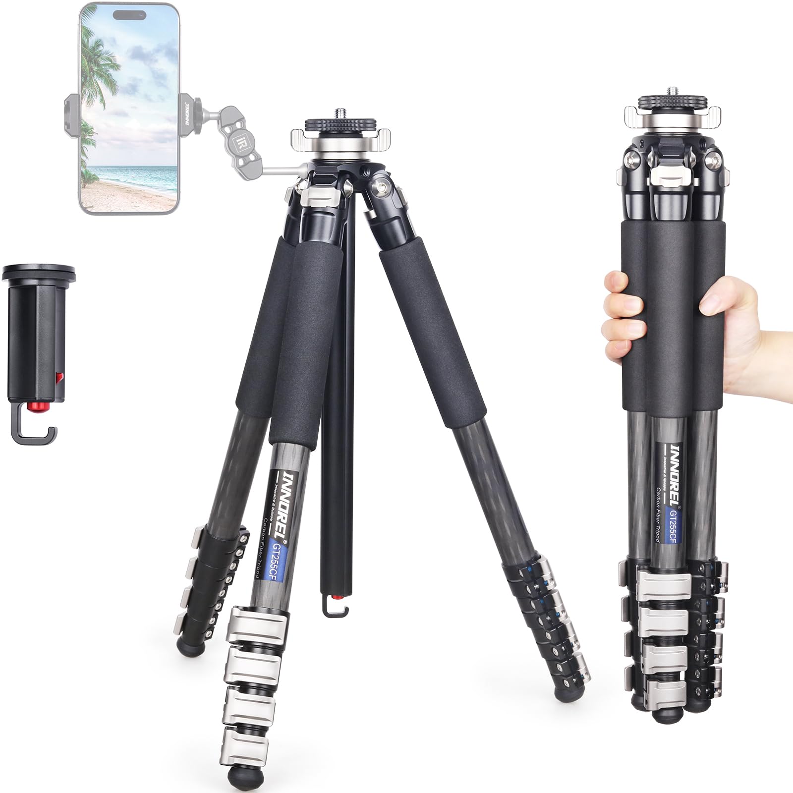 

INNOREL GT255CF Carbon Fiber Quick Lever Irregular Shaped Center Compact 15KG Maximum Load Extension Working Pipe Panoramic Macro Center Column Bag