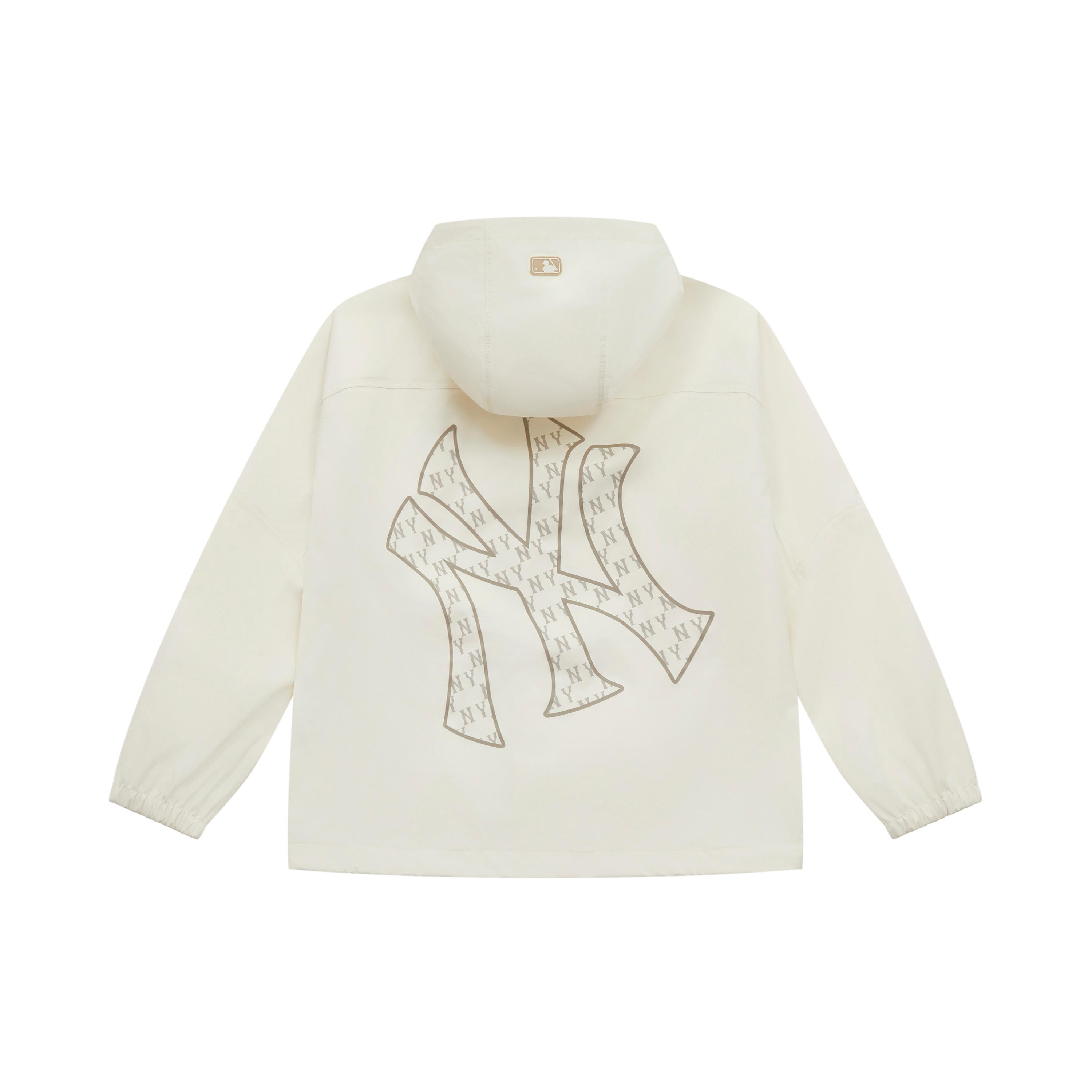 MLB Monogram Big Lux New York Yankees Jackets & Coats Unisex Linen Cream 3AWJM0551-50CRM L