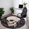 1 Stück Schädelblumen Büro Runder Teppich, Matte Geeignet für Büro, Unter Bürostühlen Schlafzimmer Wohnzimmer Heimdekoration, Raumdeko