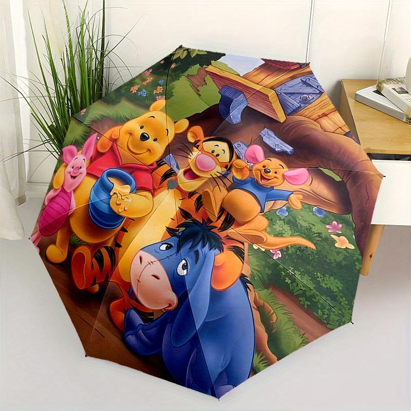 

Winnie the Pooh Themed Automatic opening and closing folding umbrella, 8 rib windproof, compact travel design, suitable for all occasion | F