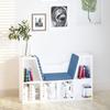 Bookshelf with Seat, 6 Cubes, Cushion, 102 x 30 x 61 cm, White and Blue